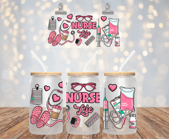Nurse UVDTF cup wrap for 16oz libbey glass