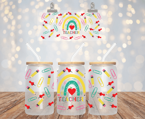 Teacher UVDTF cup wrap for 16oz libbey glass