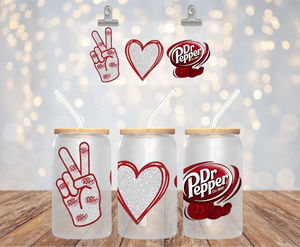 Dr Pepper Soda Can UV DTF Wrap for 16oz Libbey Glass Cup Wrap