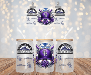 BASEBALL TEAM UV DTF LIBBEY 16oz GLASS CUP WRAP COLORADO ROCKIES