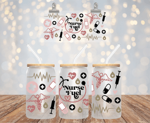 Nurse UVDTF cup wrap for 16oz libbey glass
