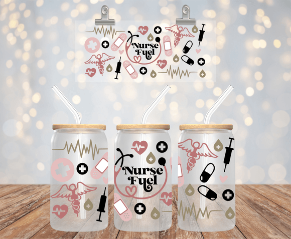 Nurse UVDTF cup wrap for 16oz libbey glass