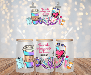 Nurse UVDTF cup wrap for 16oz libbey glass