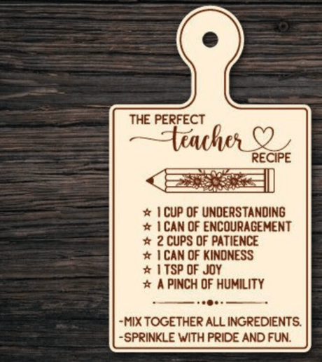 The Perfect Teacher Recipe Laser Cut The Perfect Teacher Recipe Svg Laser Cut Cutting Board Svg  