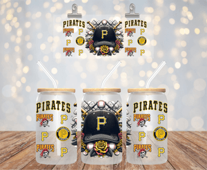 BASEBALL TEAM UV DTF LIBBEY 16oz GLASS CUP WRAP PITTSBURG PIRATES