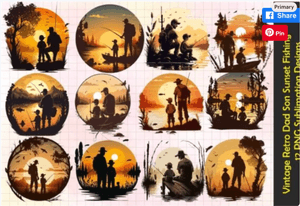 Dad Son Fishing Sunset Sublimation Fishing Buddy PNG File Bundle- Father Son Favorite Fishing 