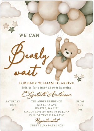 Bearly Wait Baby Shower Invite Template Editable We Can Bearly Wait Baby Shower Invitation Teddy Bea