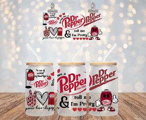 Dr Pepper Soda Can UV DTF Wrap for 16oz Libbey Glass Cup Wrap
