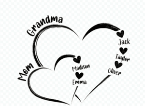 CUSTOM Heart Kid Name Grandma Mom Png CUSTOM Grandma Mom Kid Name Png Personalized Kid Name Gift For