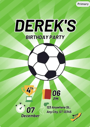 Canva Editable Soccer Birthday Invitation Card Template, Football Invitation Soccer Invitation Card 