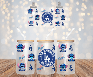 Stitch BASEBALL TEAM UV DTF LIBBEY 16oz GLASS CUP WRAP LAS ANGELES DODGERS