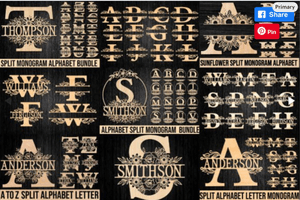 Huge Alphabet Split Monogram Bundle Split Monogram Svg Split Letter Svg Alphabet Svg Files for Cricu
