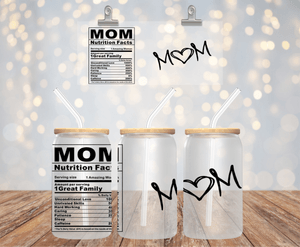 MOM NUTRITION UV DTF 16OZ GLASS CUP WRAP