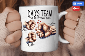Personalized 1-5 Kids Hand Father’s Day Mug Holding Dad&#x27;s Hands With Kids Names Mug Custom Dad Mug H