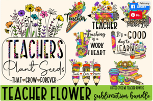 Teacher Flower PNG Sublimation Bundle Teacher life png sublimation design download Teacher&#x27;s Day png