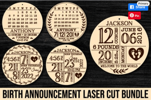 Birth Annousemount Laser Cut Bundle Custom baby birth stats laser cut bundle newborn chart new baby 