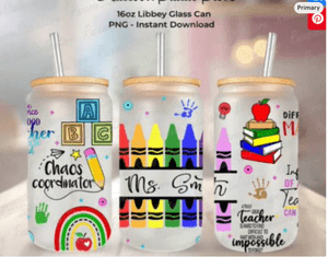 Teacher Day For 16oz Libbey Glass Can Wrap Png School Love PNG Teacher 16oz Tumbler Template Gift 