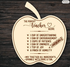 The Perfect Teacher Recipe Laser Cut The Perfect Teacher Recipe Svg Laser Cut Cutting Board Svg  Las