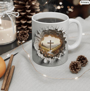 3D Christian Wrap Coffee Mug 3D Effect Easter Religious Cross Mug Wrap Resurrection Day Sublimation 