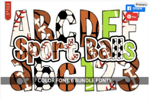 Sport Balls Bundle Font Sports Font otf Alphabet Letters Sports Bundle font  Basketball Football 