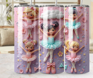 Cute Ballerina Tumbler Wrap Colorful Ballet Dancing Girls Digital Art Cute Ballerina Tumbler Wrap 