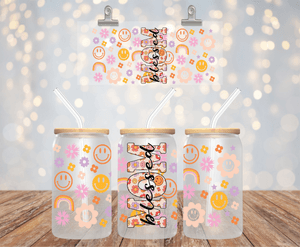 BLESSED MOM UV DTF 16OZ GLASS CUP WRAP