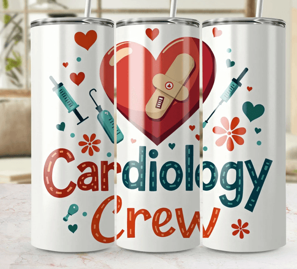 Cardiology Crew 20oz Skinny Tumbler Wrap Medical Theme PNG Nurse Doctor Cardiology Crew Tumbler Wrap