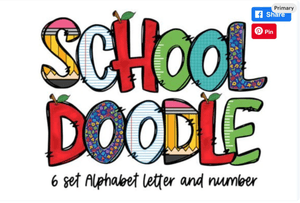 Back to School Doodle Alphabet Letter Back to School Doodle Letter &amp; Number PNG Alpha Doodle 