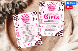 Let&#x27;s Go Girl Bachelorette Invitation Let&#x27;s Go Girls Nashville Bachelorette Party Invitation Itinera