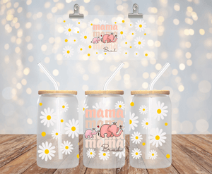 MAMA MAMA DAISY ELEPHANT UV DTF 16OZ GLASS CUP WRAP