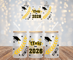 Senior 2026 UV DTF Wrap for 16oz Libbey Glass
