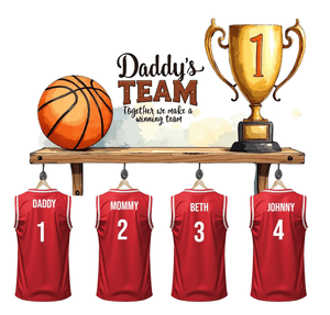 Custom Family Basketball Team Art – “Daddy’s Team” Quote  Personalized Names &amp; Jerseys 