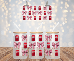 Dr Pepper Soda Can UV DTF Wrap for 16oz Libbey Glass Cup Wrap