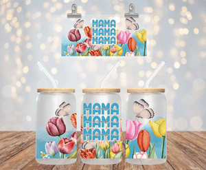 MAMA MAMA MAMA UV DTF 16OZ GLASS CUP WRAP