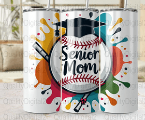Senior Mom Baseball Tumbler Wrap, Graduation Gift for Baseball Moms 20oz Skinny Tumbler Proud Senior