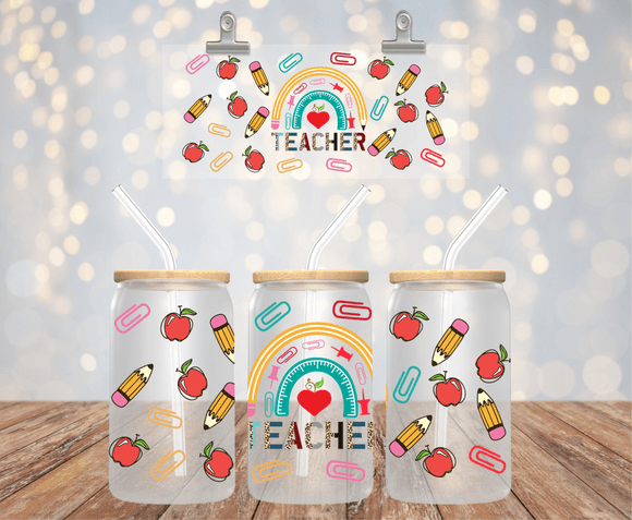 Teacher UVDTF cup wrap for 16oz libbey glass