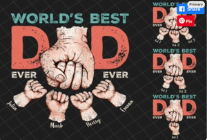 Best Dad Ever 1 to 4 Child Bundle PNG Father&#x27;s Day Fist Bump Set Family SVG Papa Hand Father&#x27;s Day G