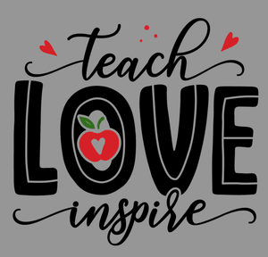 FREE download Teach Love Inspire PNG | Teacher Sublimation Design | Apple Heart Graphic for T-Shirts