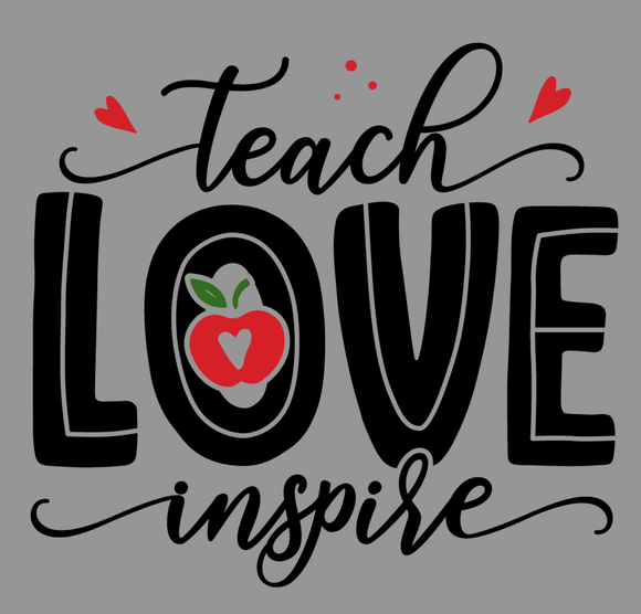 FREE download Teach Love Inspire PNG | Teacher Sublimation Design | Apple Heart Graphic for T-Shirts