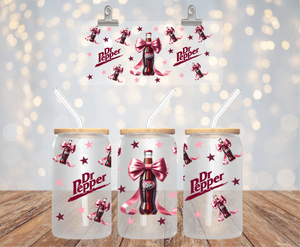 Dr Pepper Soda Can UV DTF Wrap for 16oz Libbey Glass Cup Wrap