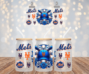 BASEBALL TEAM UV DTF LIBBEY 16oz GLASS CUP WRAP NEW YORK METS