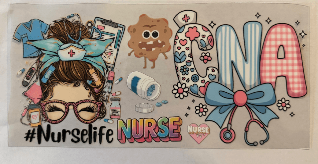 Nurse UVDTF cup wrap for 16oz libbey glass