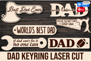 Father&#x27;s Day Wood Keyring Laser Cut Keychains for Dad Father&#x27;s Day Keyrings Tool Shaped Keyrings Fat