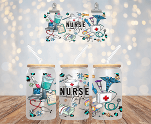 Nurse UVDTF cup wrap for 16oz libbey glass