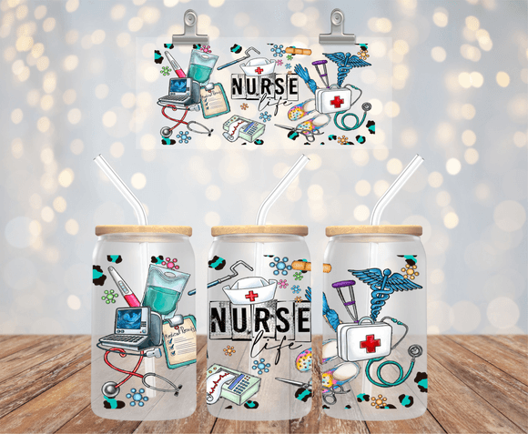 Nurse UVDTF cup wrap for 16oz libbey glass