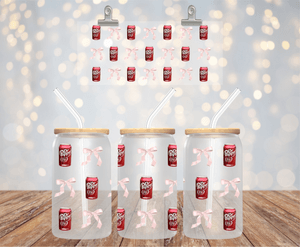 Dr Pepper Soda Can UV DTF Wrap for 16oz Libbey Glass Cup Wrap