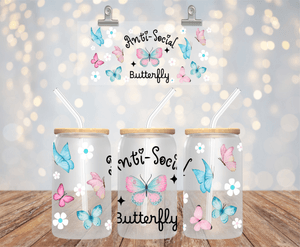 ANTI-SOCIAL BUTTERFLY 16OZ UV DTF LIBBEY GLASS CUP WRAP