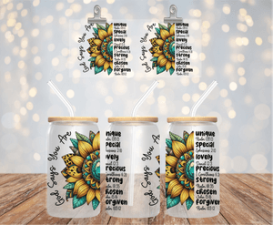God Says You Are... 16OZ UV DTF LIBBEY GLASS CUP WRAP