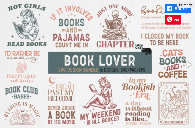 Book SVG PNG Bundle Reading Books Sublimation-Bundle Floral Books Png Librarian Png Book Graphic 