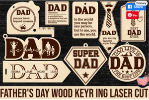Father&#x27;s Day Wood Keyring Laser Cut Fathers Day Wood Keyring Laser Cut Digital Laser Cut Template Gi